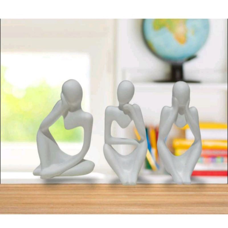 Kit com 3 estatuas pensador, decoração sala luxo