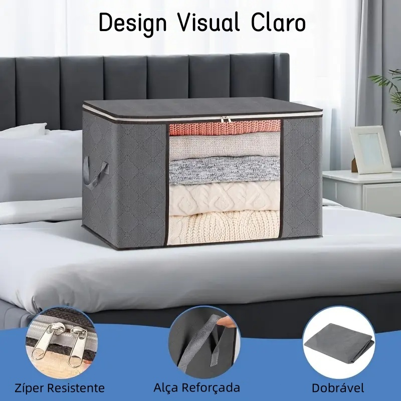 Organizador de Roupas e Edredons 84L - Caixa Saco Ecológica Anti-Poeira, Umidade e Insetos | Norden Casa