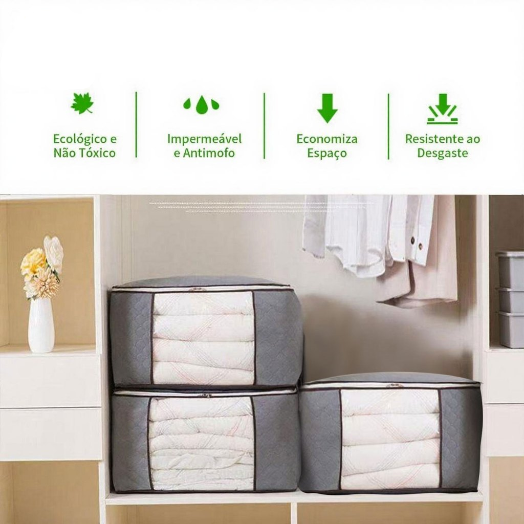 Caixa Organizadora Multiuso Ecológica Anti-Poeira e Umidade – Ideal para Roupas, Casacos e Cobertores