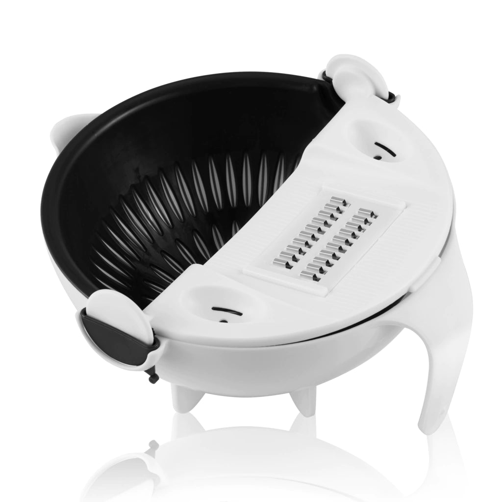 Escorredor 360° Multifuncional – Corte, Lave e Rale em Segundos!