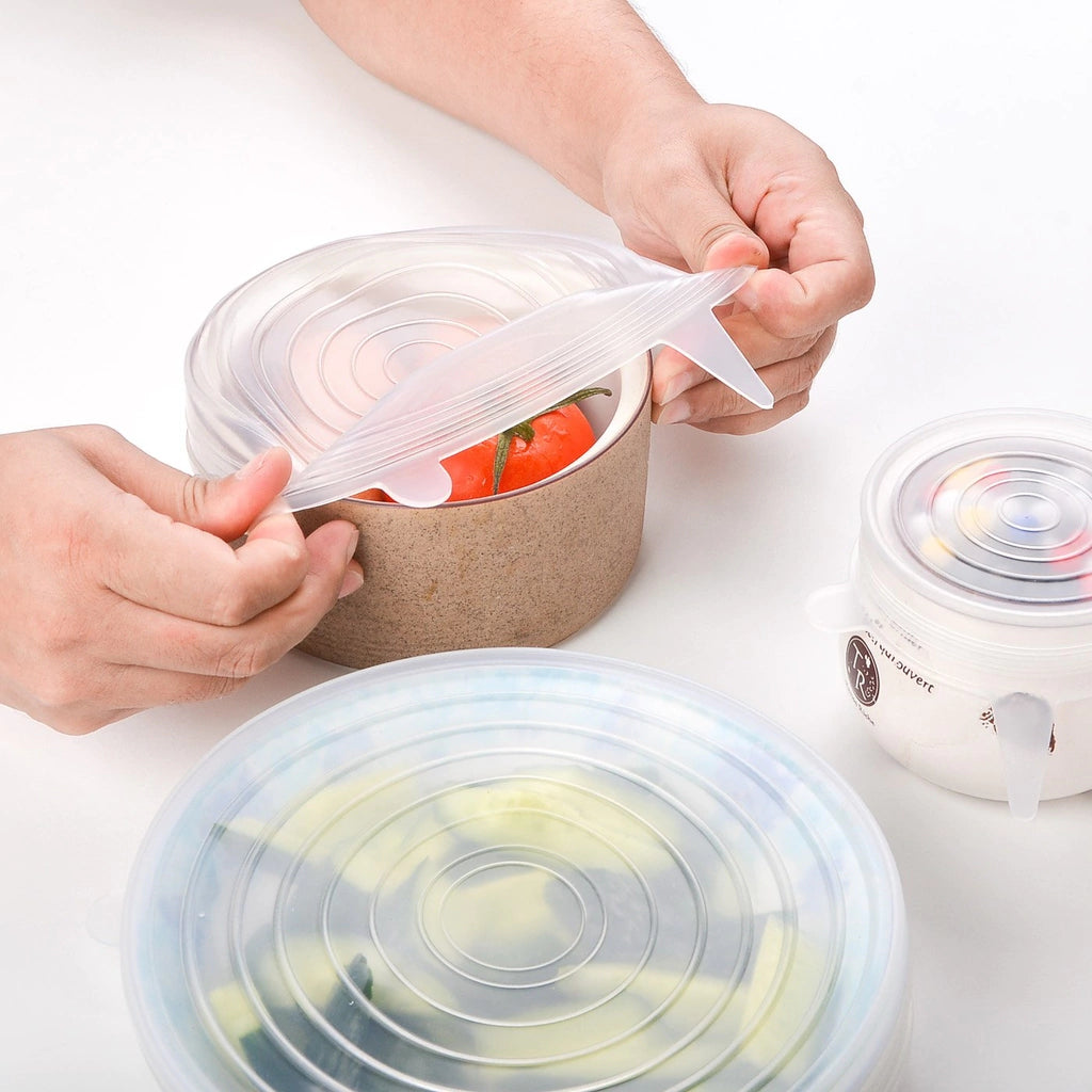 Kit 6 Tampas Silicone Pote Panela Universal Flexível Lavável