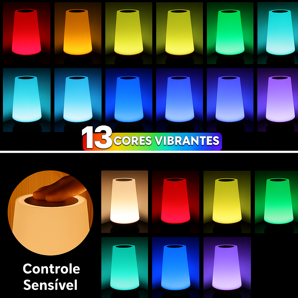 Luminária LED Multicolorida – Crie Ambientes Incríveis com 1 Toque.