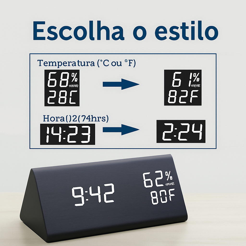 Relógio Despertador Digital LED de Mesa –hora , data, temperatura.