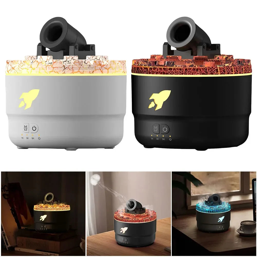Difusor Canhão 3 em 1 — Névoa, Aroma e Luz para o Seu Relaxamento Perfeito