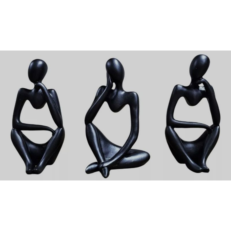 Kit com 3 estatuas pensador, decoração sala luxo